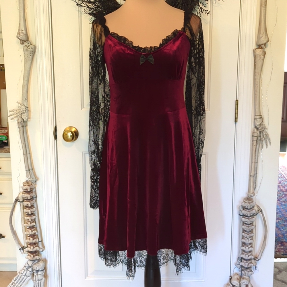 Gothic Velvet and Lace Dress NWT